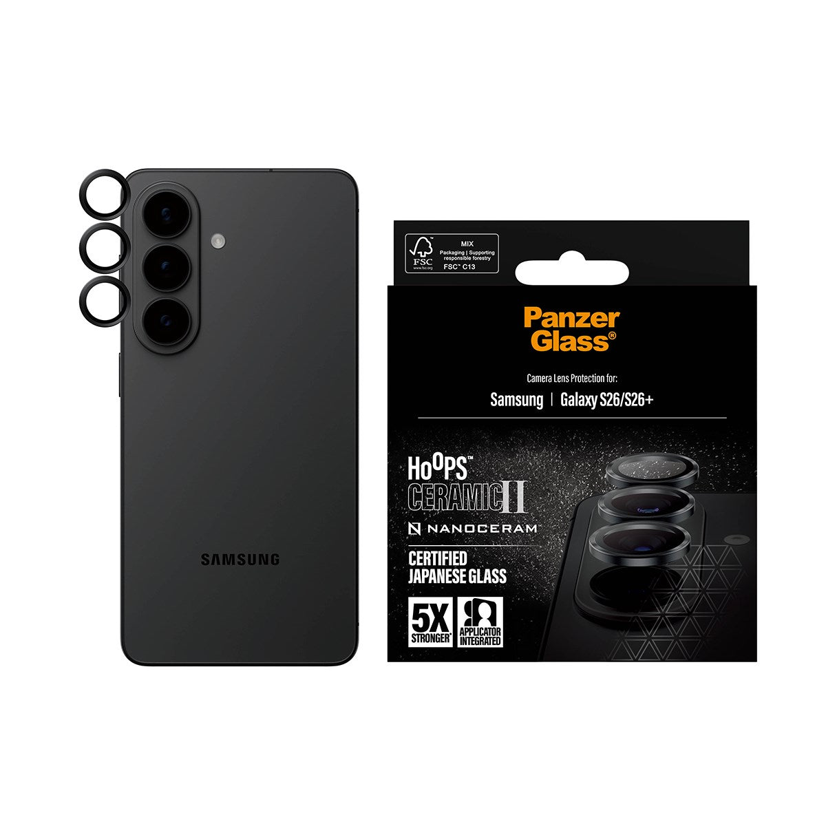 PanzerGlass® Hoops® Ceramic II Kameralinsebeskytter Samsung Galaxy S26 | S26+